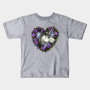 Unicorn Floral Heart Kids T-Shirt